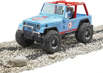 Bruder 02541 Auto jeep terénny Cross Country modrý set s figúrkou a doplnkami