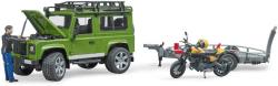 Bruder 02589 Auto Land Rover set s přívěsem a motoycklem Ducati s figurkou jezdce