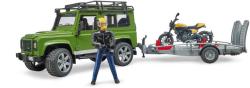 Bruder 02589 Auto Land Rover set s přívěsem a motoycklem Ducati s figurkou jezdce