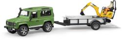 Bruder 02593 Auto Land Rover Defender s přepravníkem a mikrobagrem JBC