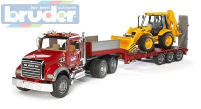 Bruder 02813 (2813) Nákladní auto MACK Granit - návěs + traktor JCB Bruder 02813 (2813) Nákladní auto MACK Granit - návěs + traktor JCB