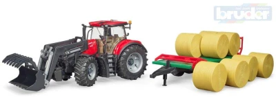 Bruder 03198 Set traktor CASE IH Optum 300 CVX + čelní nakladač a přepravník balíků Bruder 03198 Set traktor CASE IH Optum 300 CVX + čelní nakladač a přepravník balíků