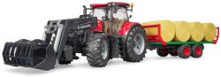 Bruder 03198 Set traktor CASE IH Optum 300 CVX + čelní nakladač a přepravník balíků