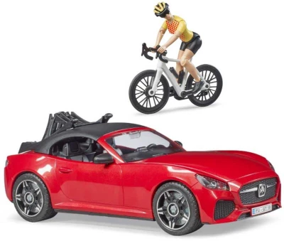 Bruder 03485 Auto Dodge set s jízdním kolem a figurkou cyklistky