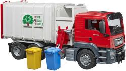 Bruder 03761 Auto MAN TGS popeláři funkční model 1:16 set se 2 popelnicemi