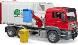 Bruder 03761 Auto MAN TGS popeláři funkční model 1:16 set se 2 popelnicemi