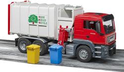 Bruder 03761 Auto MAN TGS popeláři funkční model 1:16 set se 2 popelnicemi