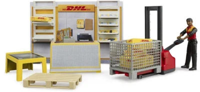 Bruder 62251 DHL Shop set s figurkou a paletovým vozíkem