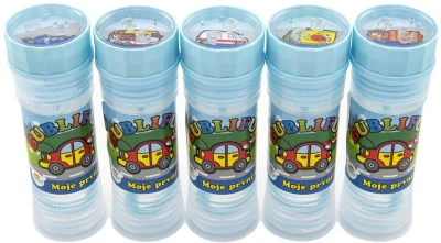 Bublifuk Moje první auta 50ml bublifukovač vonící ovocný s hrou ve víčku 5 druhů