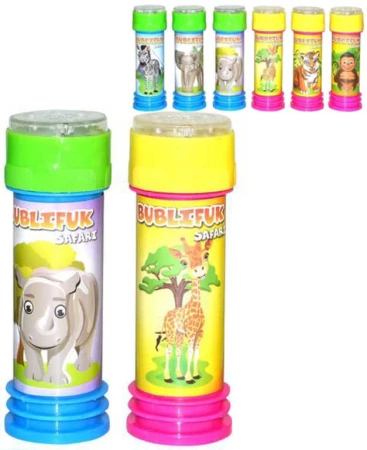 Bublifuk Safari zvířátka 55ml bublifukovač s hrou ve víčku 6 druhů