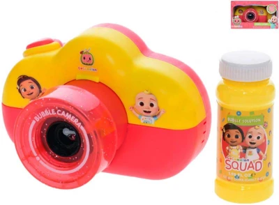 Bublifukovač Cocomelon fotoaparát 13cm set bublifuk s náplňou na batérie Bublifukovač Cocomelon fotoaparát 13cm set bublifuk s náplňou na batérie