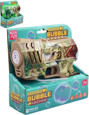 Bublifuková automatická pištoľ dinosaurus na batérie Svetlo 2 farby Bublifuková automatická pištoľ dinosaurus na batérie Svetlo 2 farby