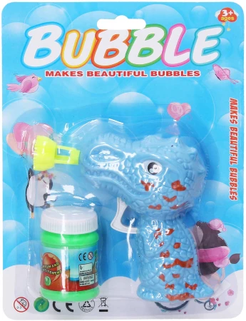 Bublifukovací psitolka dinosaurus dětský bublifukovač s náplní 4 barvy