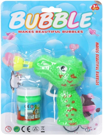 Bublifukovací psitolka dinosaurus dětský bublifukovač s náplní 4 barvy