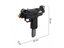 CaDA stavebnice samonabíjecí pistole Micro UZI, 359 dílků, střílí plastové tyčinky.