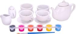 Čajový servis dětský kreativní set s barvičkami malování na porcelán