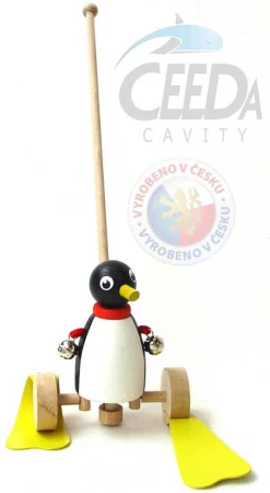 Ceeda DŘEVO Tučňák jezdík na tyči s rolničkami (dřevěná hračka)
