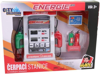 Čerpací stanice City Collection set benzinová pumpa s doplňky na baterie CZ Zvuk