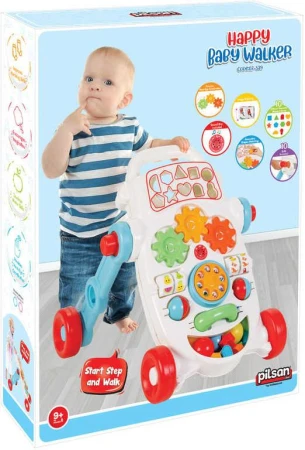 Chodítko baby interaktivní modré s aktivitami pro miminko plast 2v1