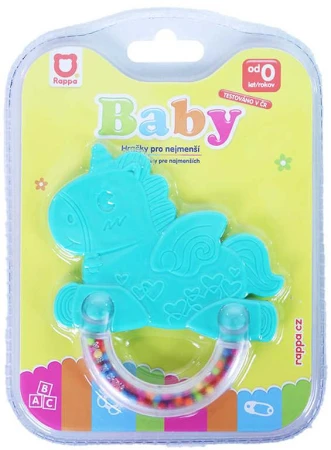 Chrastítko a hryzadlo baby dinosaurus plastové na karte pre bábätko