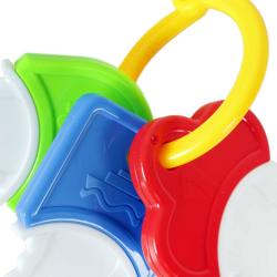 Chrastítko baby kousátko klíče pro miminko na kartě plast
