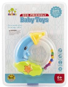 Chrastítko baby měsíc 11cm s kuličkama pro miminko 2 barvy plast