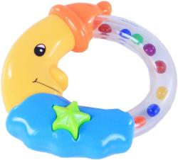 Chrastítko baby měsíček pro miminko na kartě 4 barvy plast