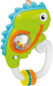 Clementoni Baby chrastítko chameleon s úchytem na baterie pro miminko Zvuk