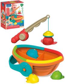 Clementoni Baby chytání rybiček duhové set lodička + 4 rybky s prutem