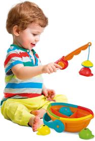 Clementoni Baby chytání rybiček duhové set lodička + 4 rybky s prutem