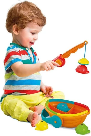 Clementoni Baby chytání rybiček duhové set lodička + 4 rybky s prutem