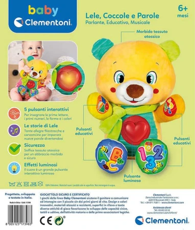 Clementoni Baby medvídek Lele interaktivní naučný žlutý na baterie Světlo Zvuk