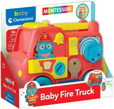 Clementoni CLEMMY Baby hasičské montessori auto na baterie Světlo Zvuk