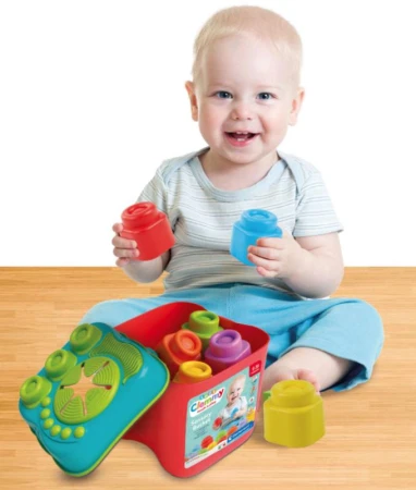 Clementoni CLEMMY Set sensorický vkládací kyblík + 15 soft kostek pro miminko