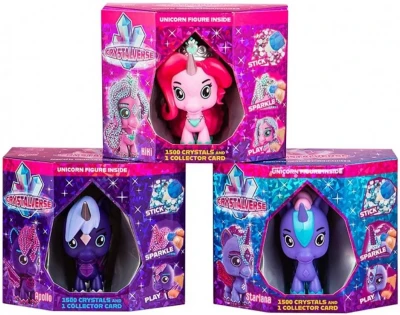 Crystalverse galaktický jednorožec kreativní set s krystaly ke zdobení 3 druhy
