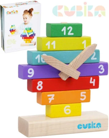 Cubika DREVO Baby Hodiny magnetické navliekačka stavebnica set 10 dielikov Cubika DREVO Baby Hodiny magnetické navliekačka stavebnica set 10 dielikov