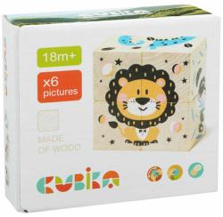 Cubika DŘEVO Baby kostky obrázkové Veselá zvířátka kubus set 4ks