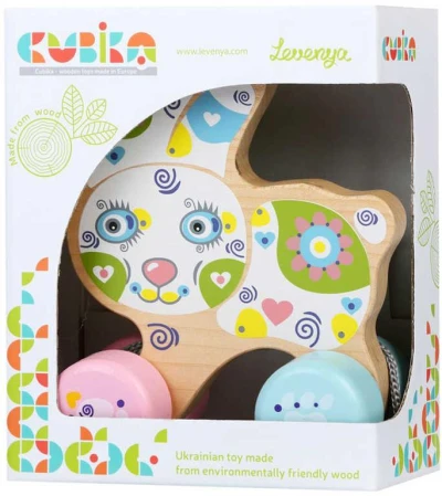 Cubika DŘEVO Baby Králík tahací na kolečkách (dřevěná hračka)
