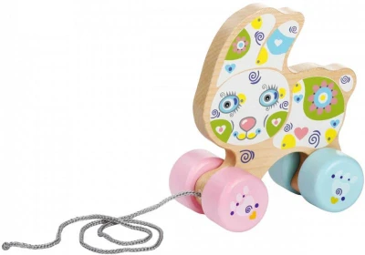 Cubika DŘEVO Baby Králík tahací na kolečkách (dřevěná hračka)