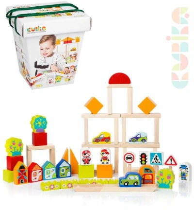 Cubika DŘEVO Baby stavebnice Doprava ve městě set 55 dílků v dárkové krabici Cubika DŘEVO Baby stavebnice Doprava ve městě set 55 dílků v dárkové krabici