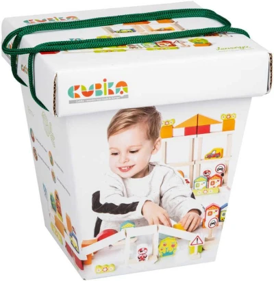 Cubika DŘEVO Baby stavebnice Doprava ve městě set 55 dílků v dárkové krabici
