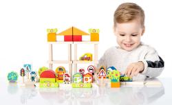 Cubika DŘEVO Baby stavebnice Doprava ve městě set 55 dílků v dárkové krabici