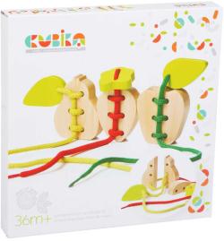 Cubika DŘEVO Provlékačka šněrovací set ovoce (dřevěná hračka)
