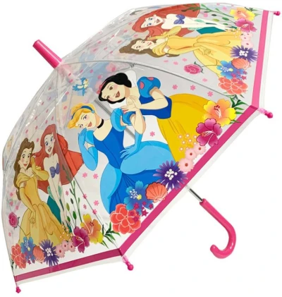 Deštník dětský Disney Princezny 60x65cm manuální transparentní holčičí