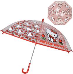 Deštník dětský Hello Kitty červený průhledný 68x85cm automatický Deštník dětský Hello Kitty červený průhledný 68x85cm automatický