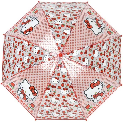 Deštník dětský Hello Kitty červený průhledný 68x85cm automatický