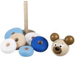 Detoa DŘEVO Baby pyramida navlékací věžička medvídek rmodrá