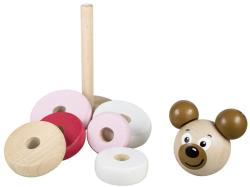 Detoa DŘEVO Baby pyramida navlékací věžička medvídek růžová