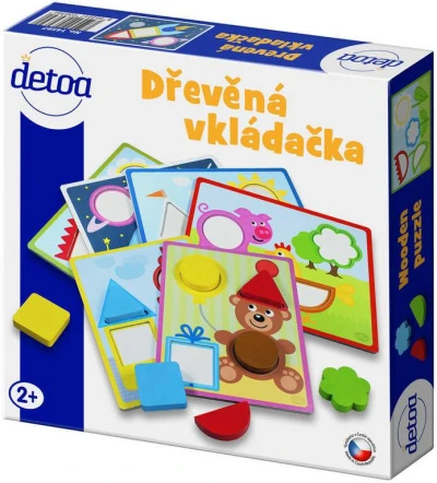 Detoa DŘEVO Baby vkládačka 6 předloh 15 dílků (dřevěná hračka)