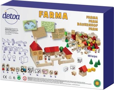 Detoa DŘEVO Farma stavebnice 100 dílků (dřevěná hračka)